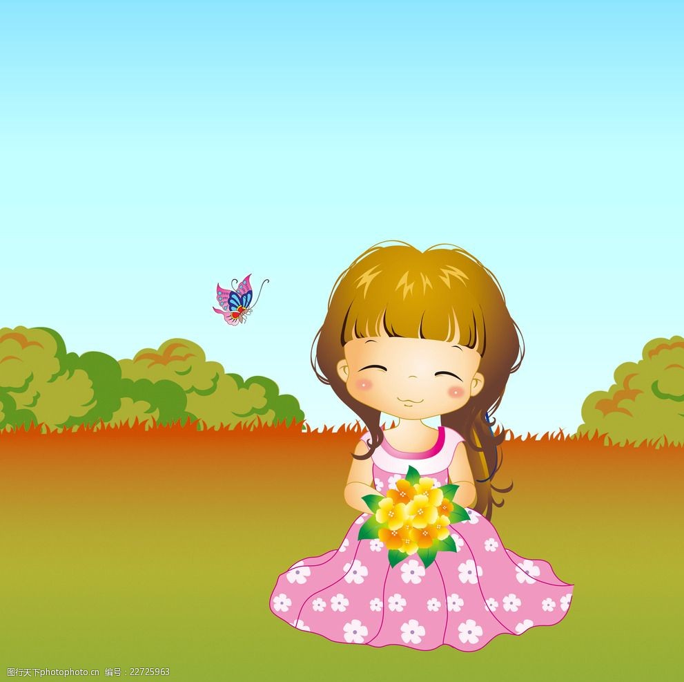 关键词:可爱小女孩 可爱 小女孩 卡通 蝴蝶 草地 设计 动漫动画 动漫