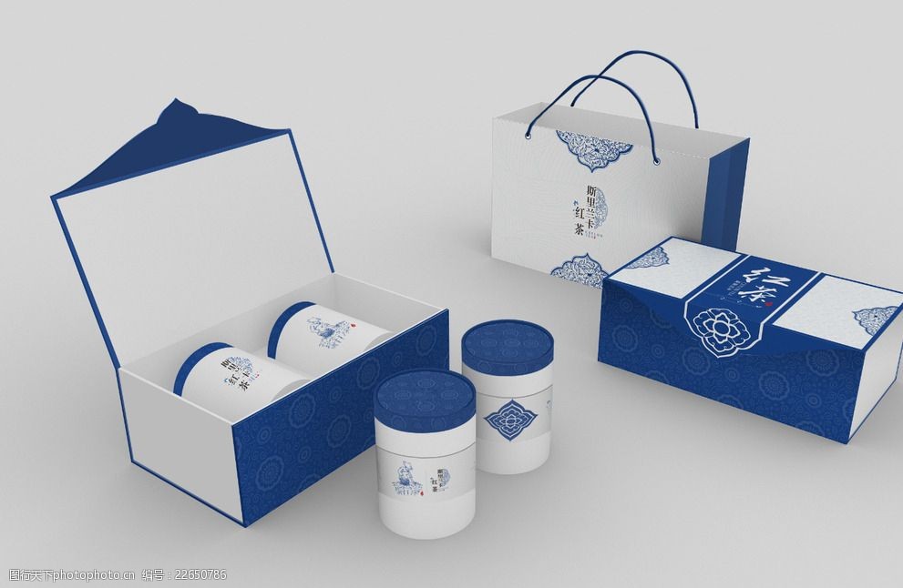 平面图 茶叶 包装 青花瓷 蓝色 白色 设计 广告设计 包装设计 cdr