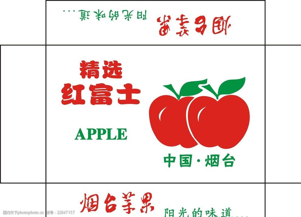关键词:烟台苹果 精选红富士 苹果矢量图 苹果包装 apple 设计 广告