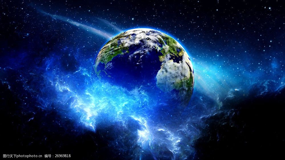 宇宙中的地球图片素材 蓝色星空 地球 宇宙 星球 星空背景 地球图片