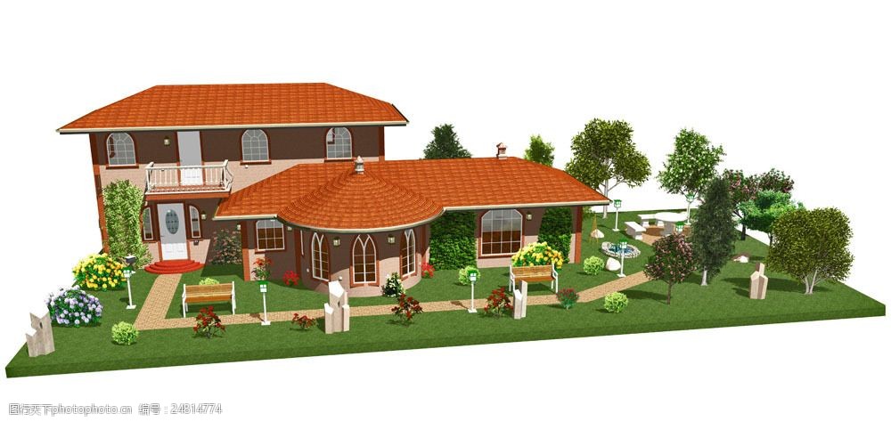 3d花园别墅模型图片图片-图行天下图库