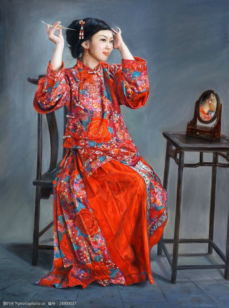 中国美女油画图片