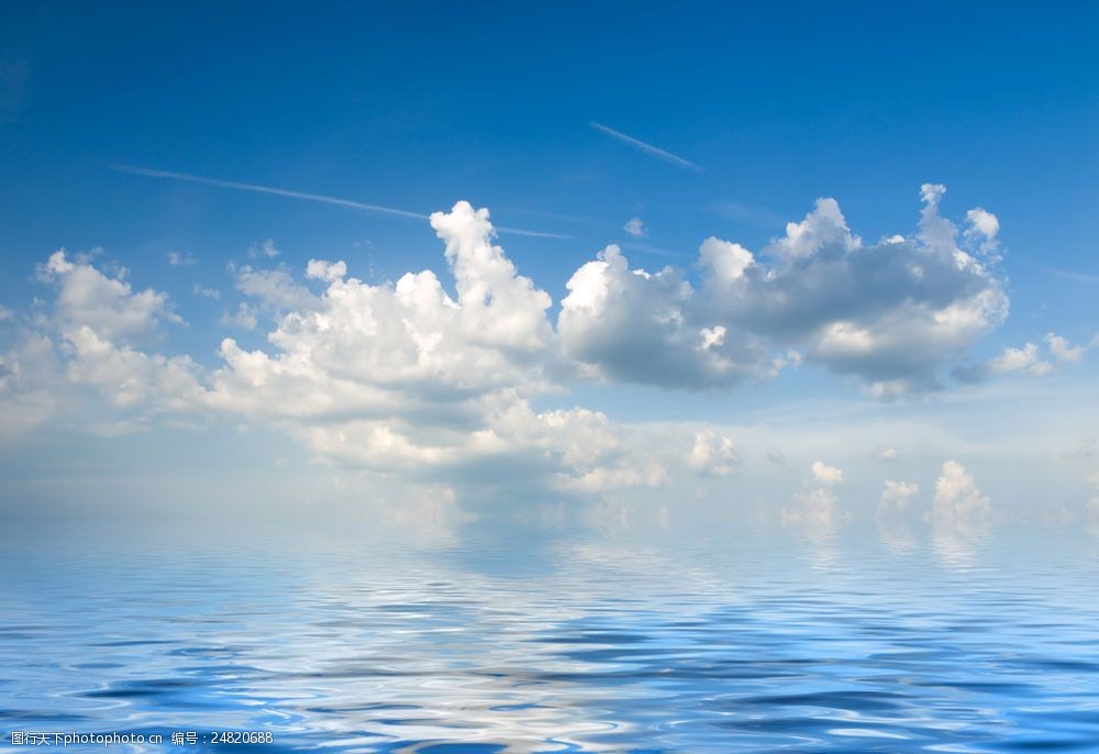 海水和蓝天图片素材 海水 蓝天 白云 海天一线 水纹 天空图片 风景
