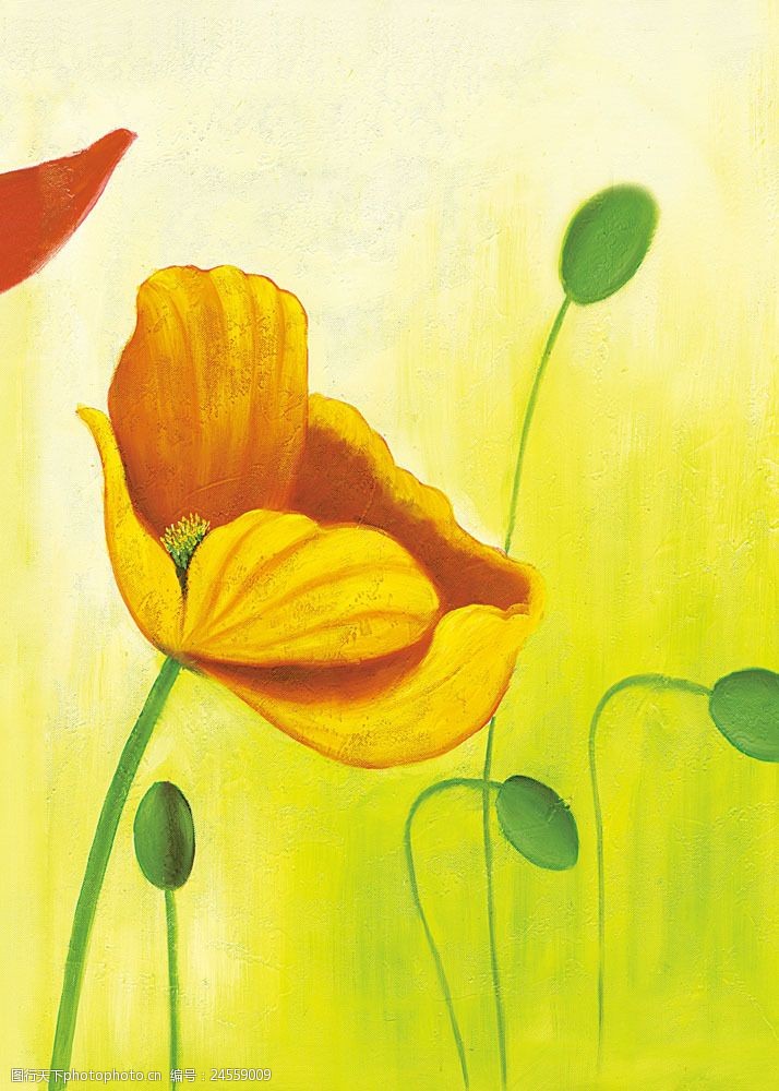 关键词:黄色花朵装饰画图片素材 油画 印象派油画 绘画艺术 装饰画