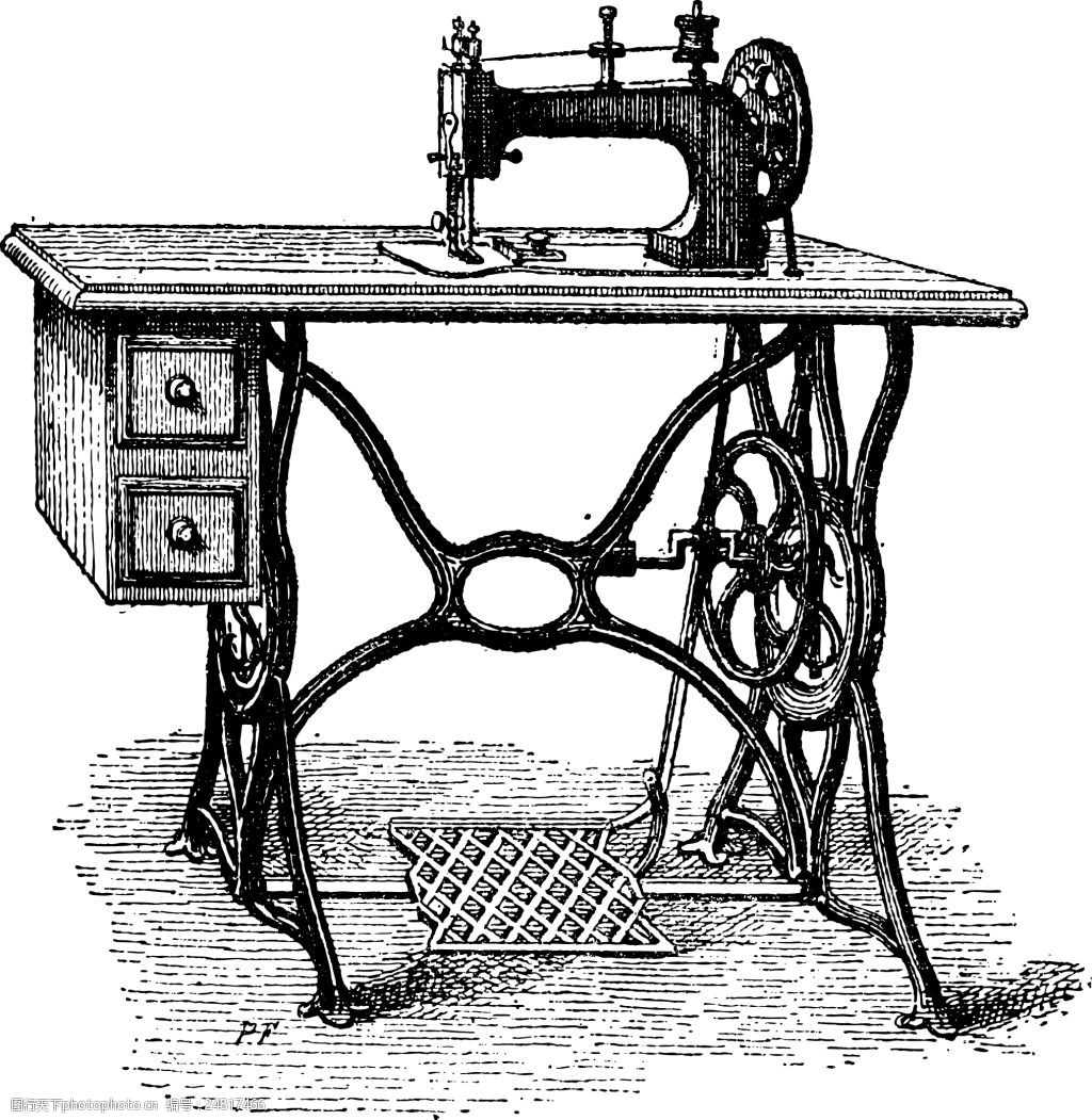 关键词:复古的缝纫机 静物 手绘 复古 缝纫机