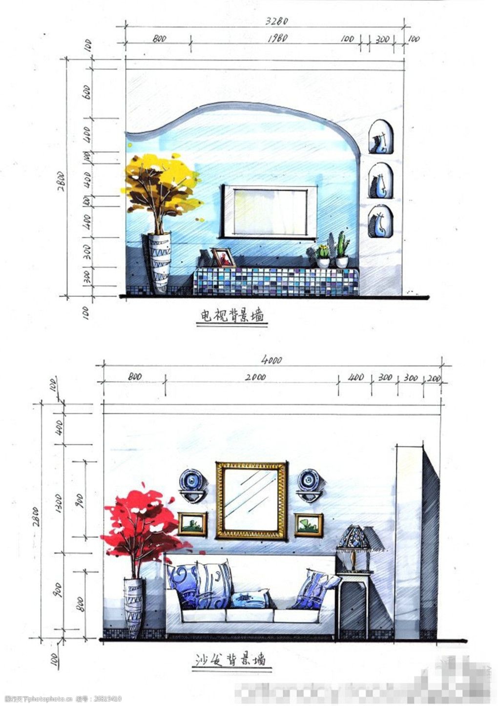 快题设计家居客厅施工图