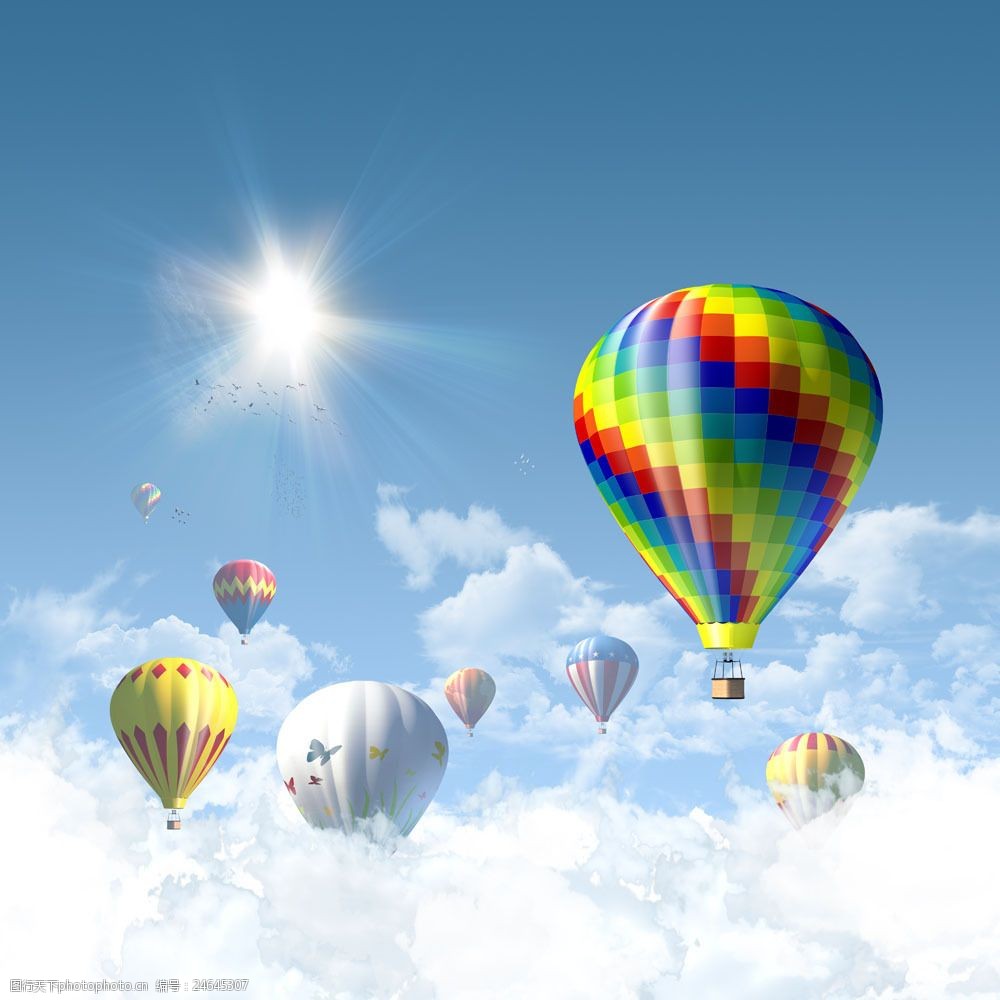 关键词:天空里的热气球图片素材 蓝天 白云 天空 热汽球 其他类别