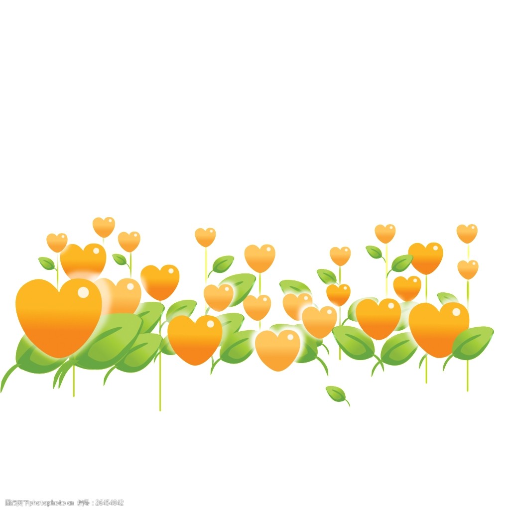 心形卡通插画花朵素材