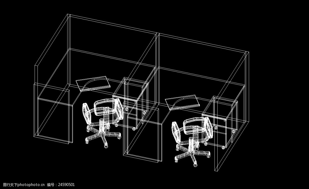 工作桌屏风组合CAD