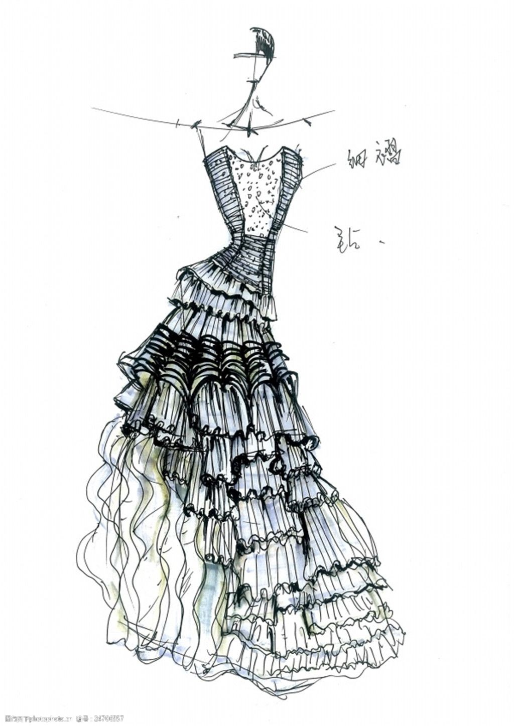 抹胸长裙礼服设计图