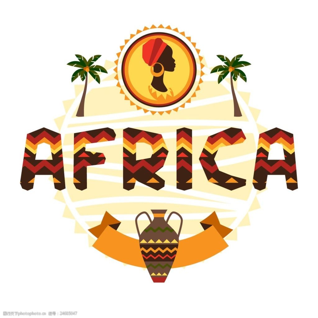 创意非洲动物图案与字体矢量素材下载