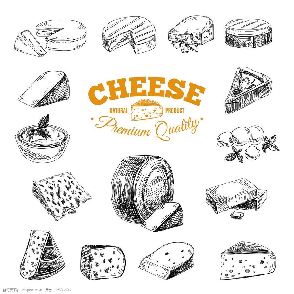 关键词:手绘奶酪插画 美食素描 美食插画 食物素描 素描插画 餐饮美食