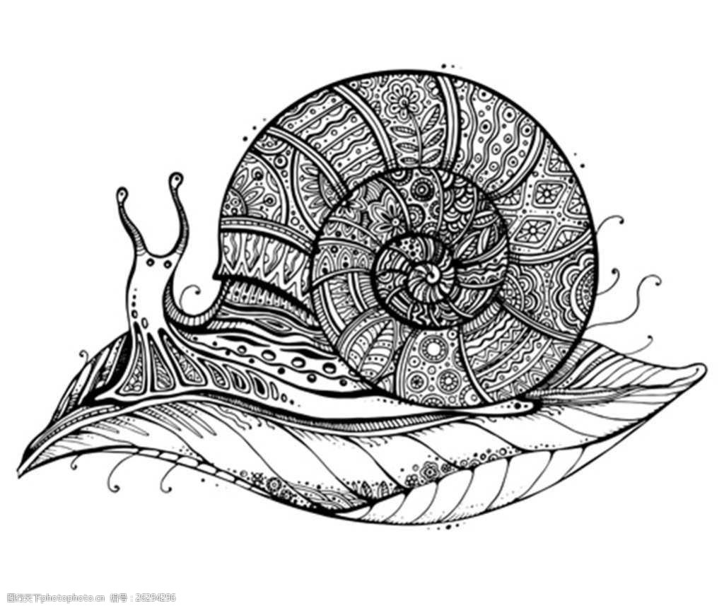 复古花纹蜗牛矢量素材下载