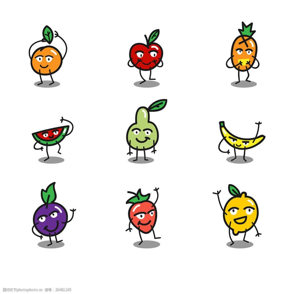 神奇有趣的水果人物表情图标
