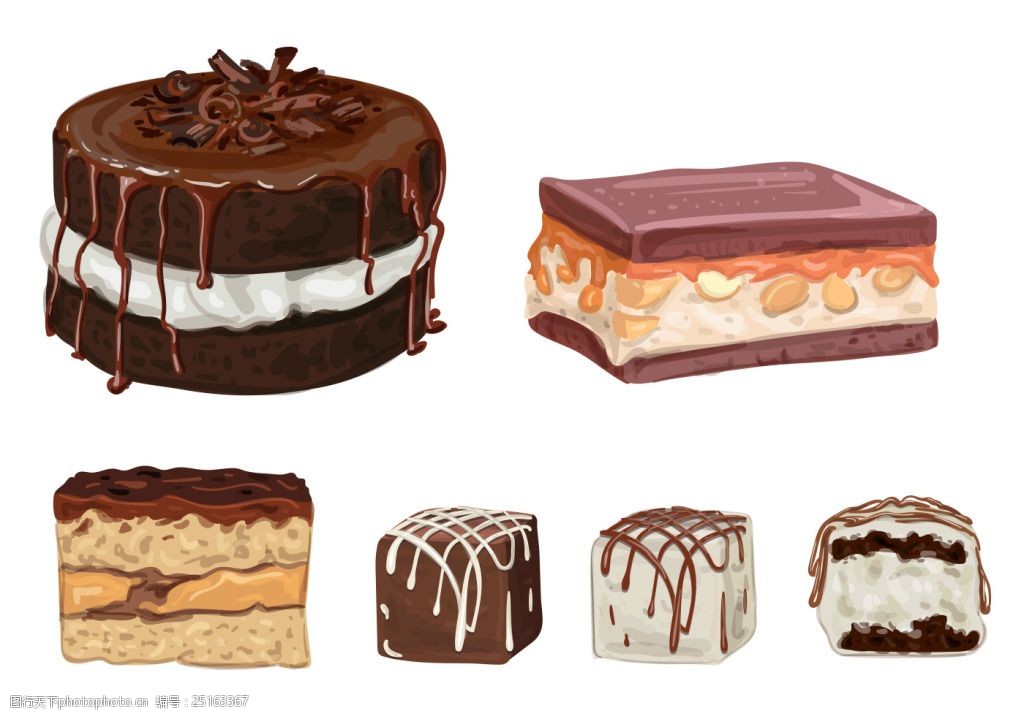 手绘巧克力蛋糕素材