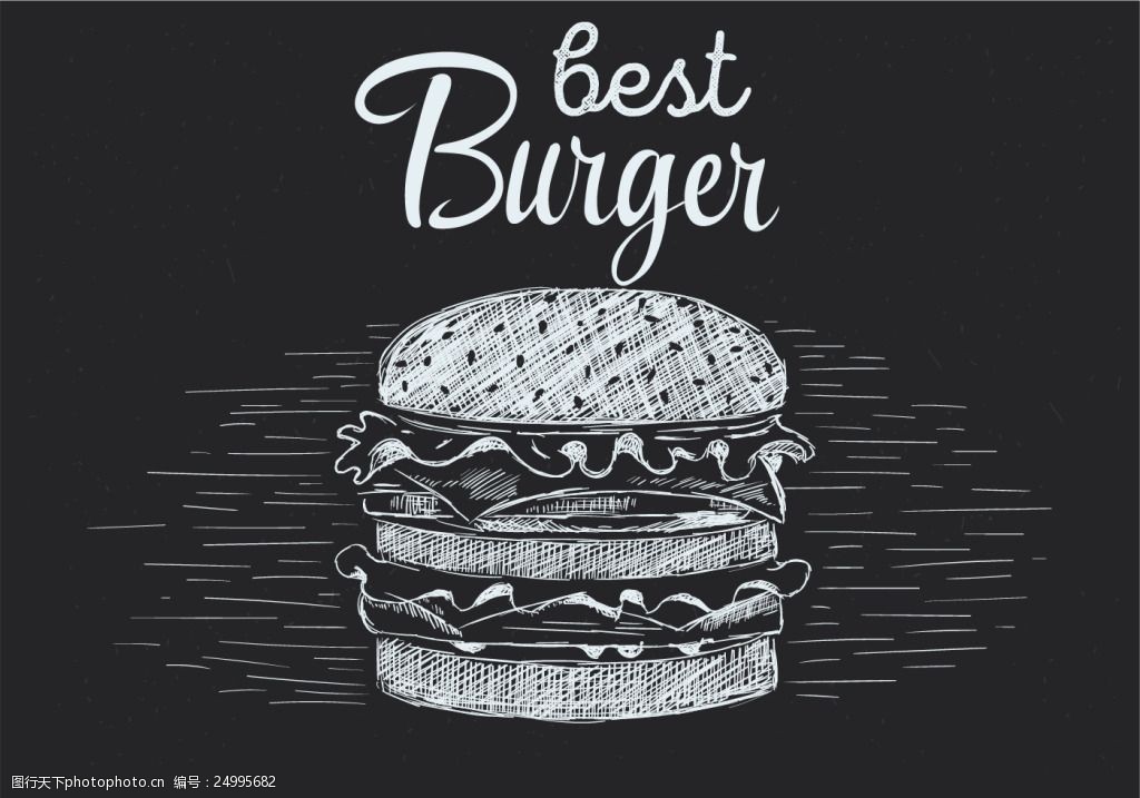 关键词:黑板手绘汉堡插画 汉堡插画 手绘汉堡 黑板 粉笔画 矢量素材