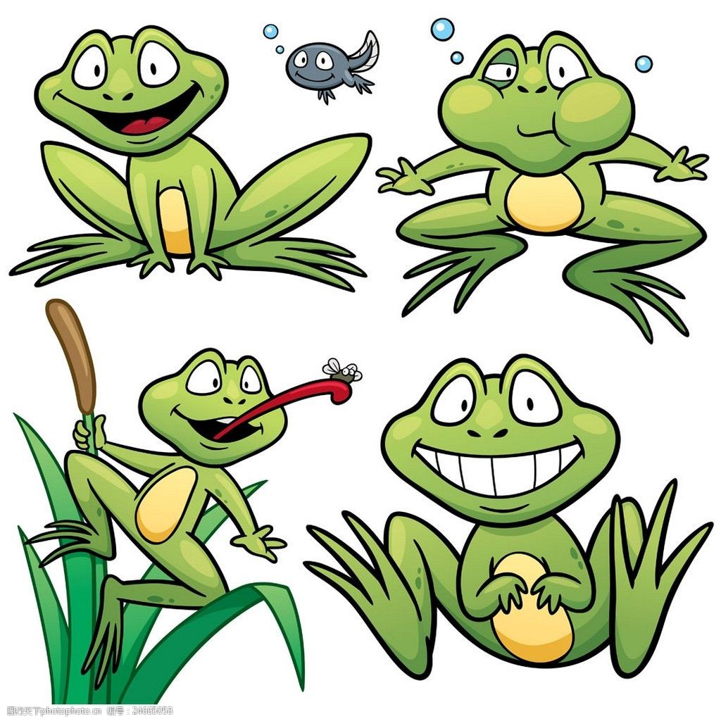 卡通动物 动物 矢量素材 矢量图 eps 漫画 青蛙 蝌蚪 益虫