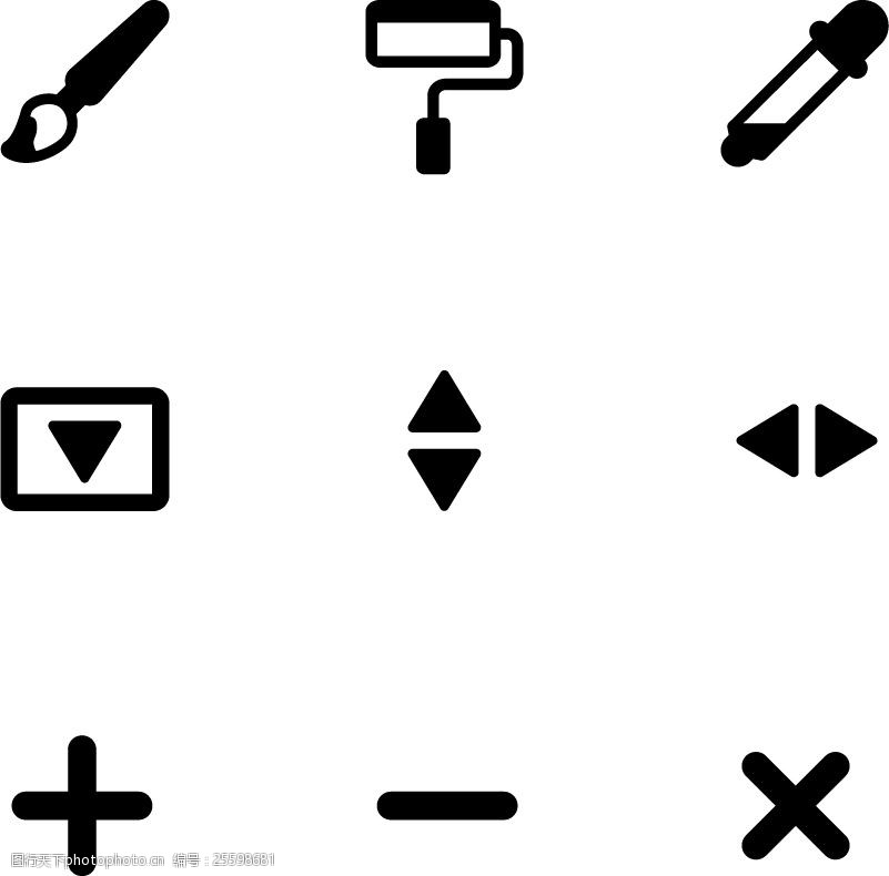 图片处理工具类黑色简约图标矢量图源文件