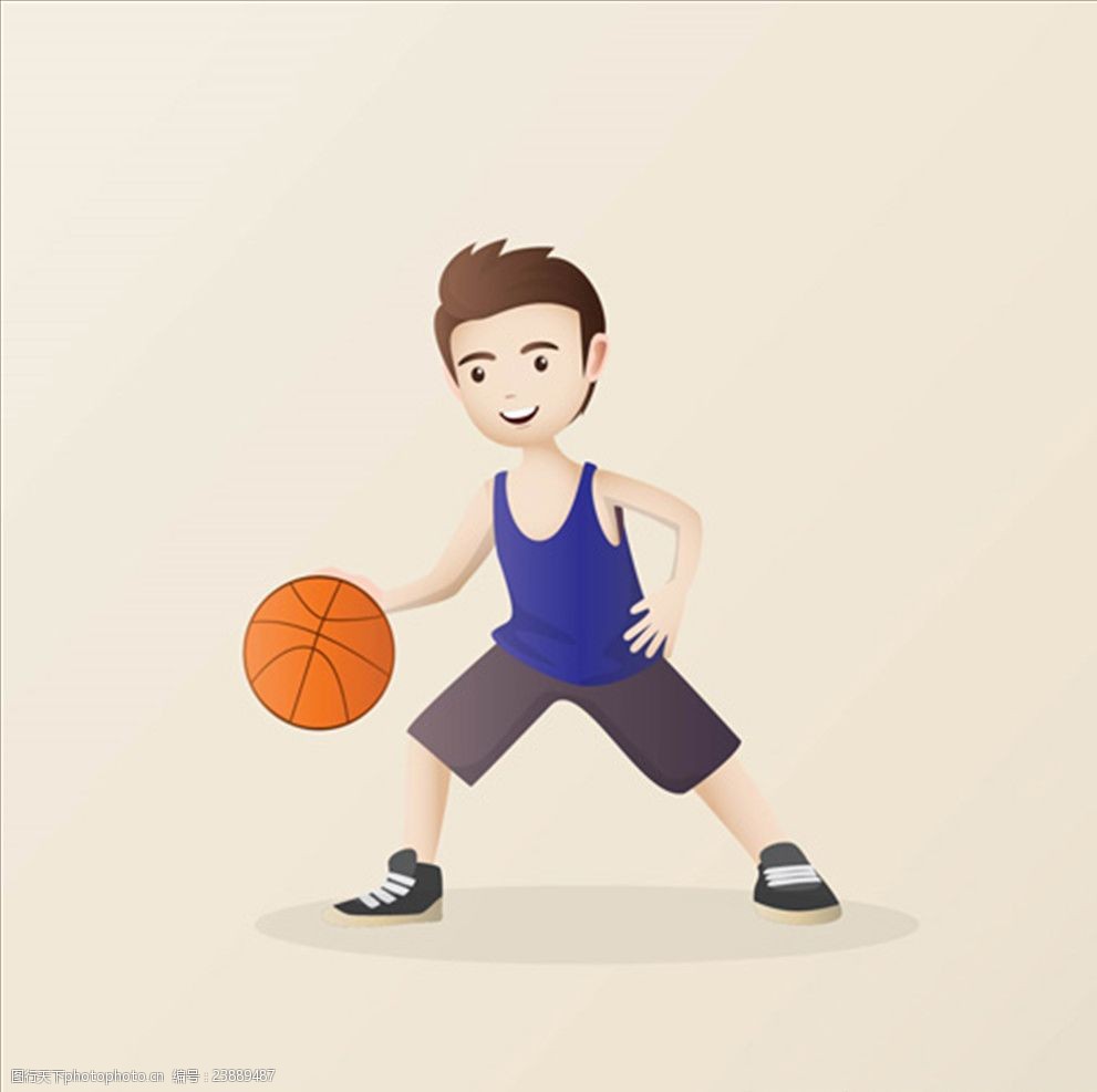 卡通打篮球的孩子