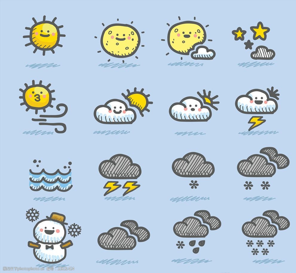 气象天气卡通矢量图案