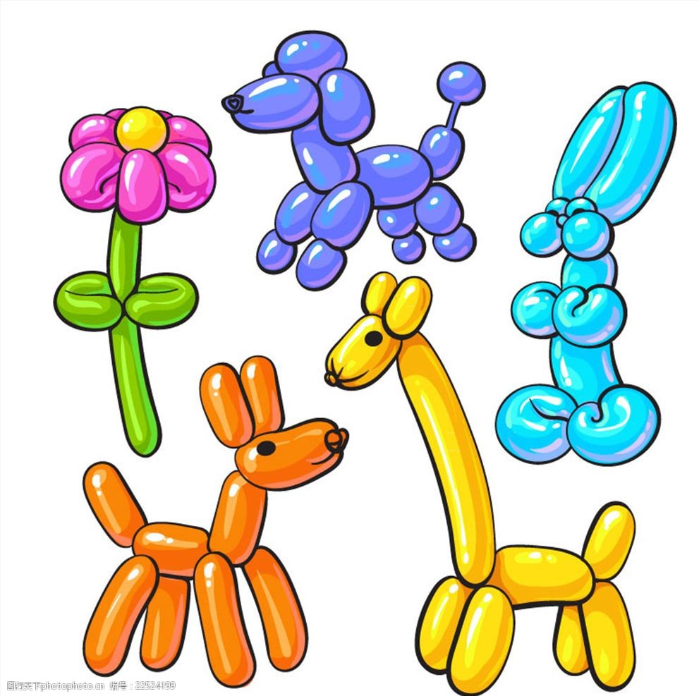 气球 动物 花 长颈鹿 兔子 植物 狗 贵宾犬 设计 文化艺术 绘画书法
