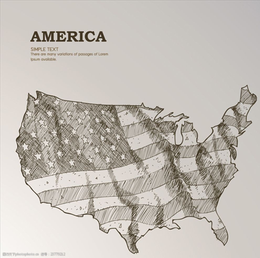 手绘美国国旗地形图