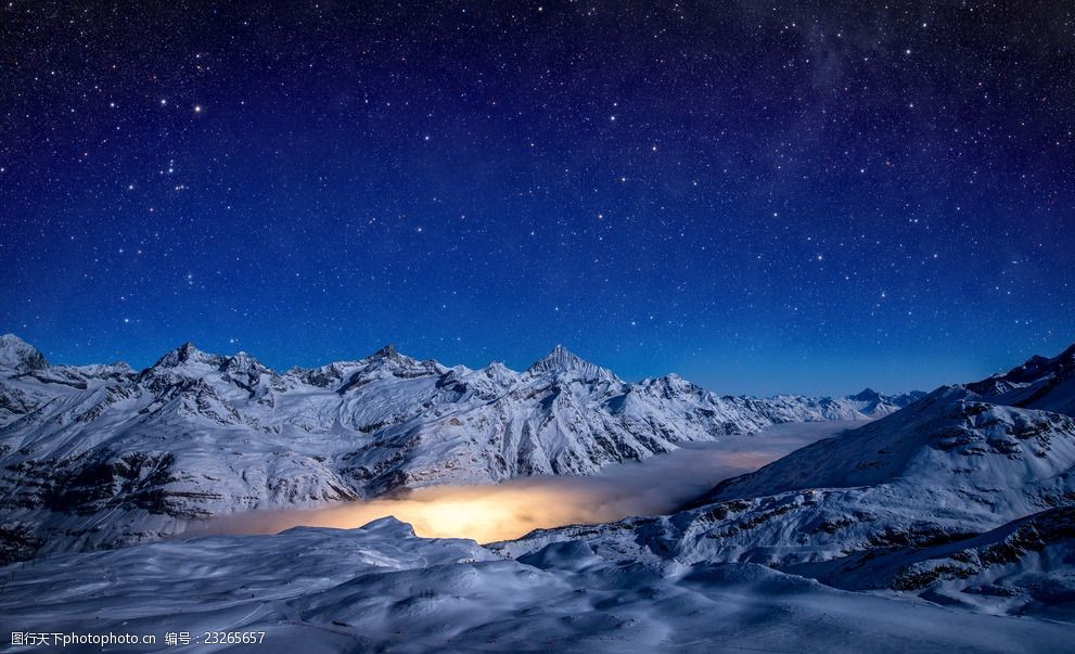 夜景星空雪山