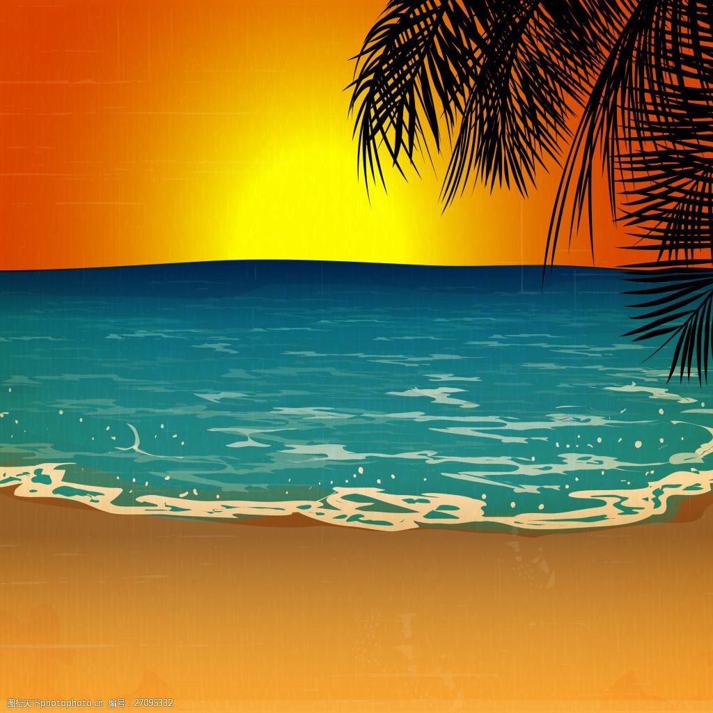 夏季黄昏海滩背景