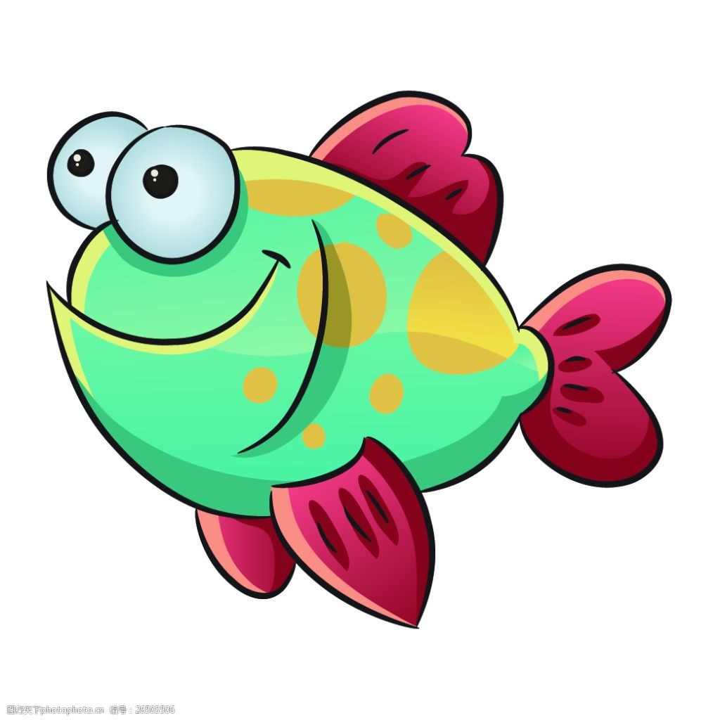 卡通矢量可爱大眼小鱼商业装饰图案设计元素