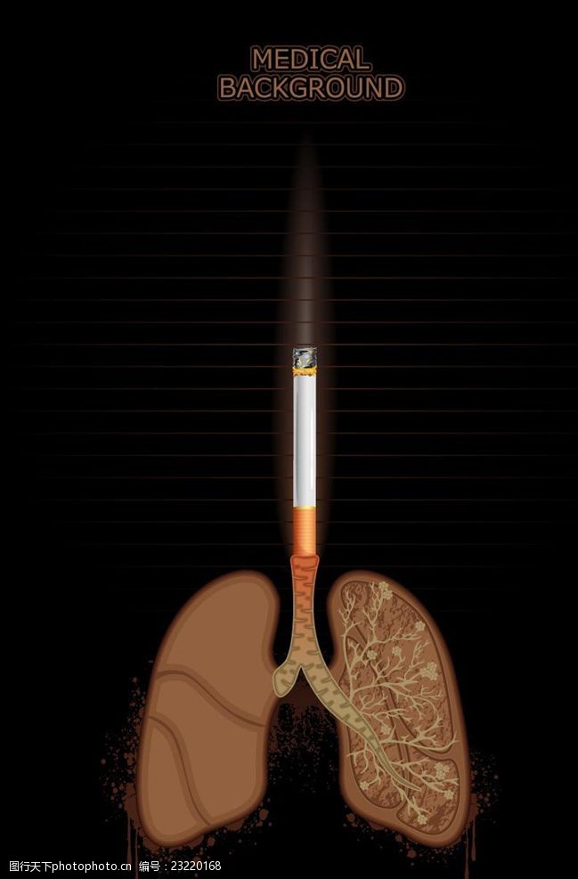 吸烟危害肺部健康医护海报矢量图