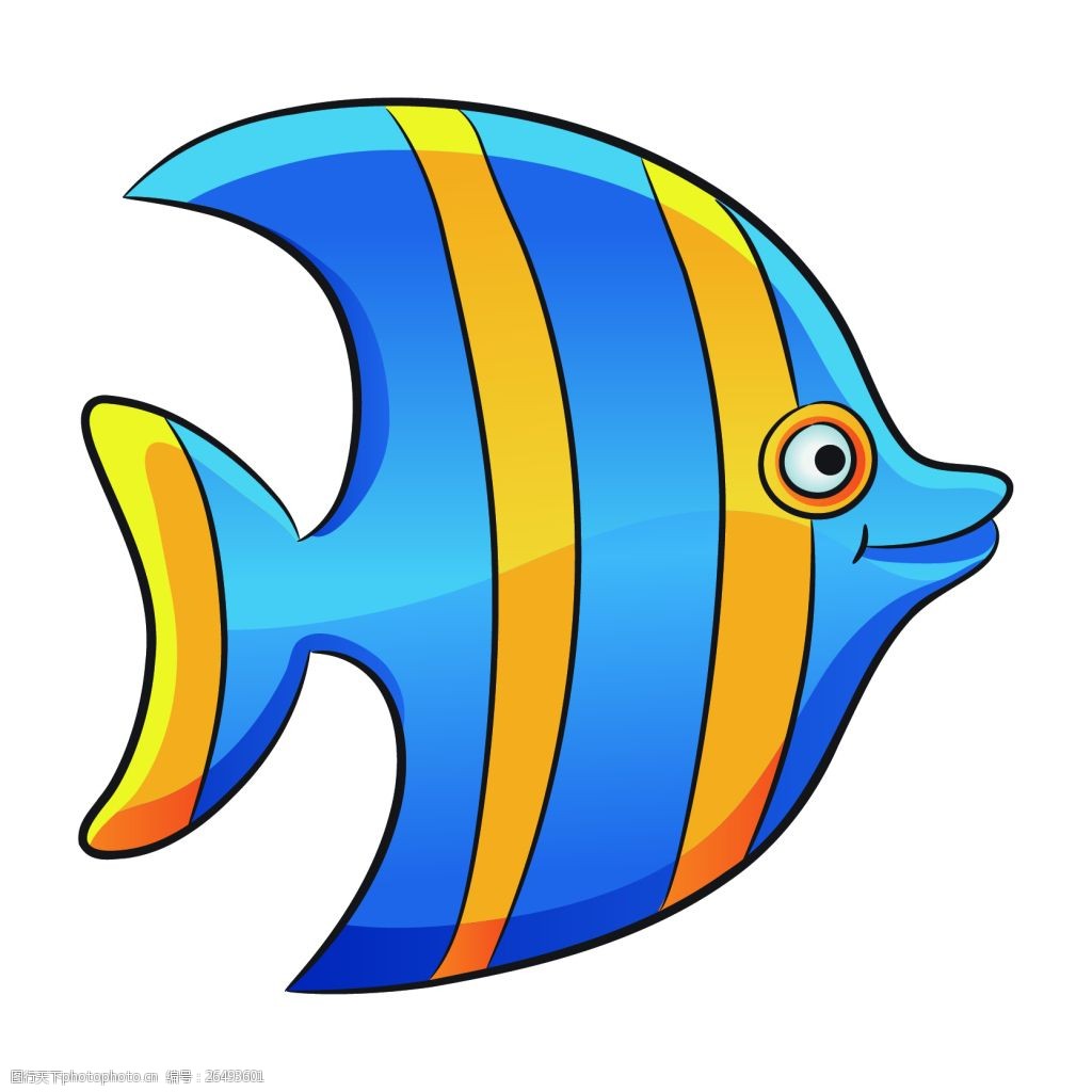 矢量卡通可爱蓝色小鱼装饰图案创意元素设计