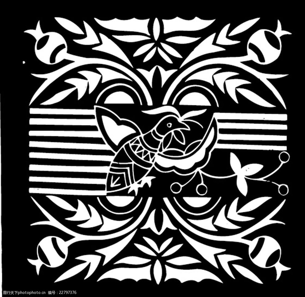 古典方形花鸟装饰花纹经典纹样