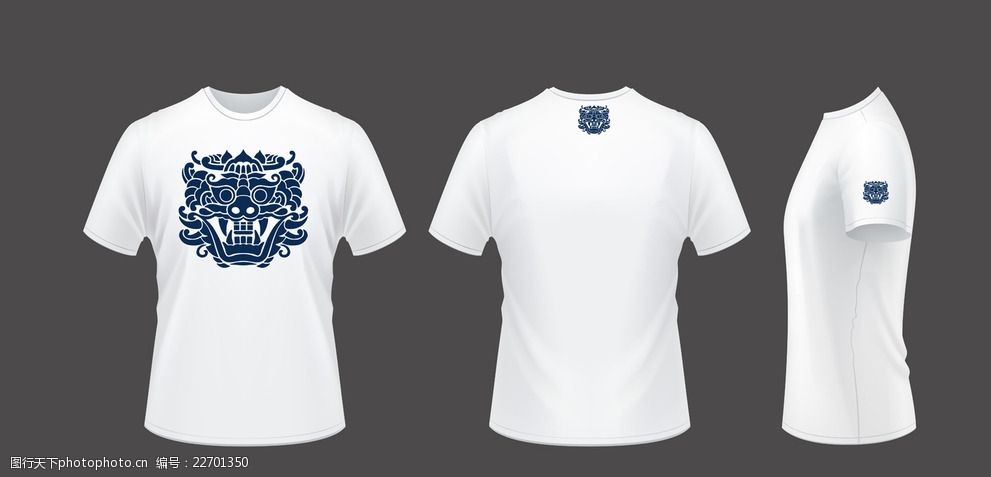 原创白色短袖t恤日式狮子图案