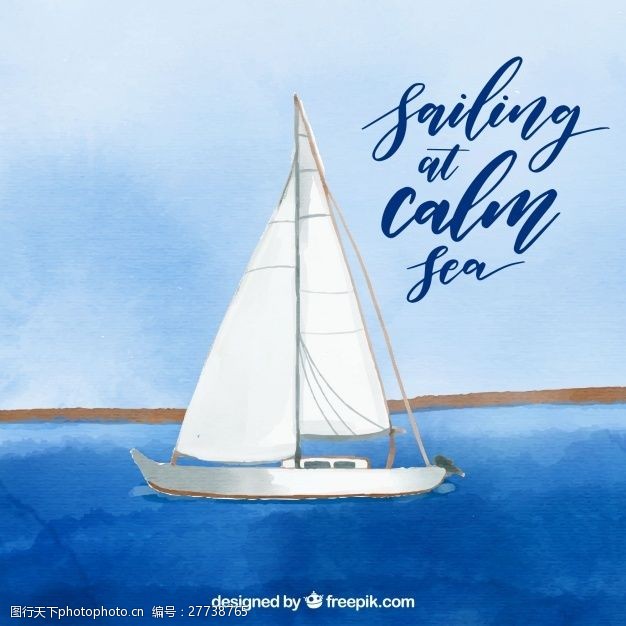 海上的水彩画背景 背景 水彩 海 报价 船 海洋 运输 航海 信息 水手