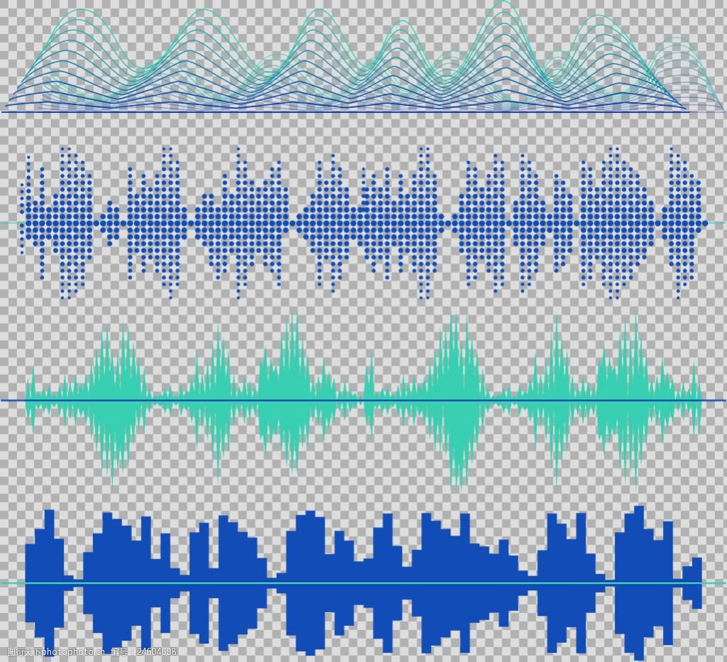抽象蓝色声波图案免抠png透明图层素材