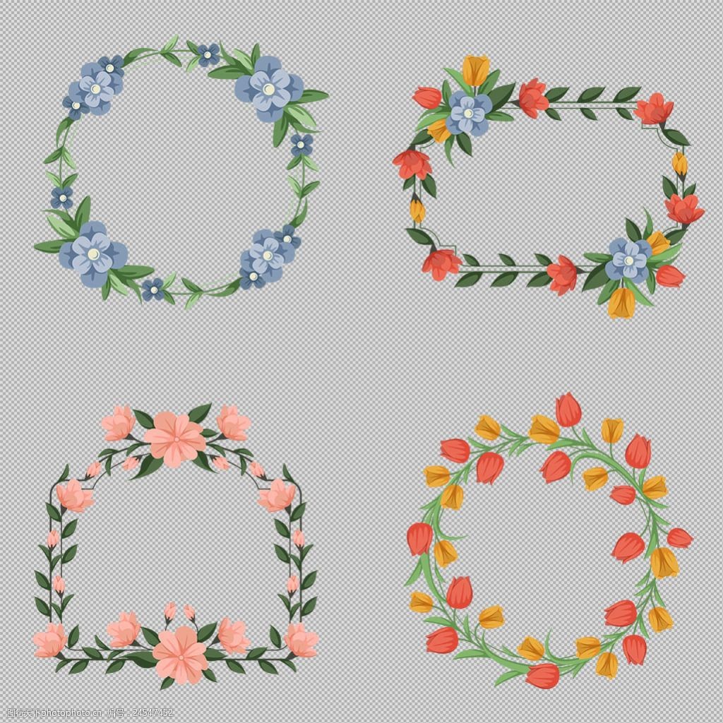 鲜花花卉边框免抠png透明图层素材