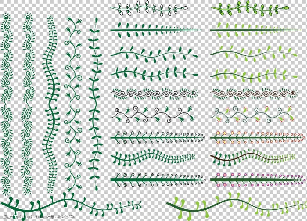 绿色装饰花纹分隔符免抠png透明图层素材