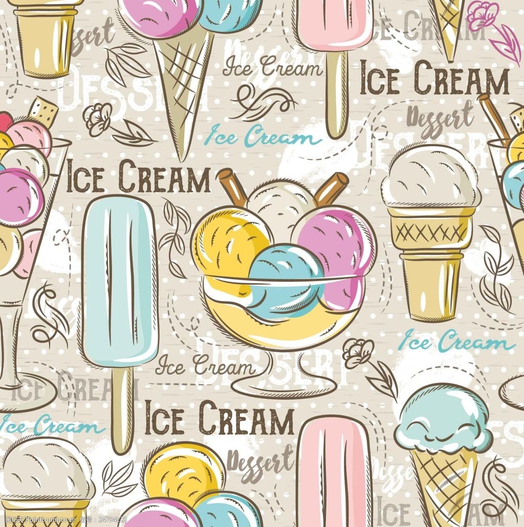 手绘冰淇淋背景