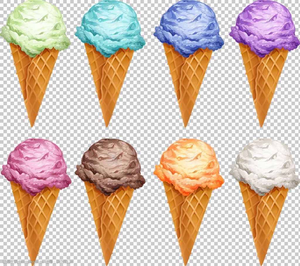 写实风格彩色冰淇淋免抠png透明图层素材