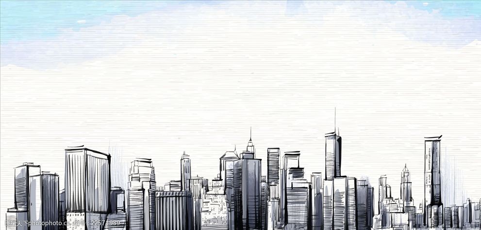 素描手绘城市背景