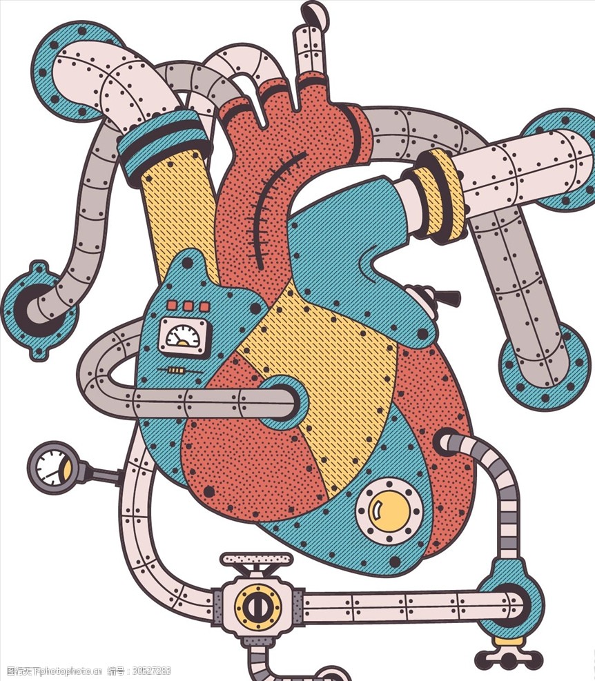 机械心脏矢量图下载