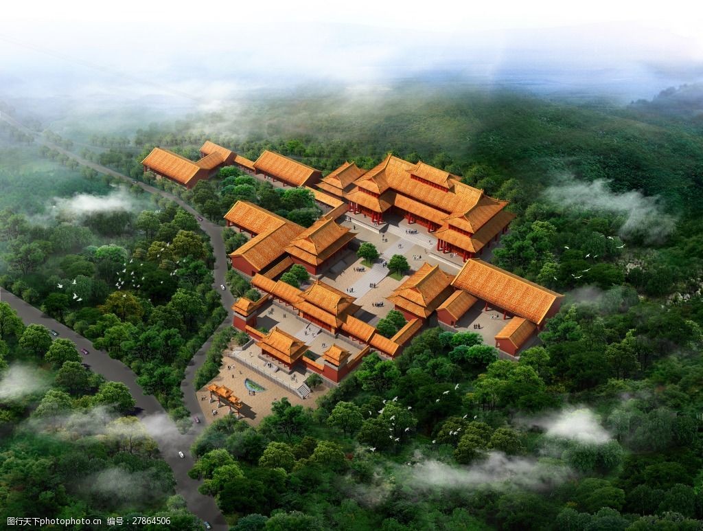 宏伟古建鸟瞰图设计