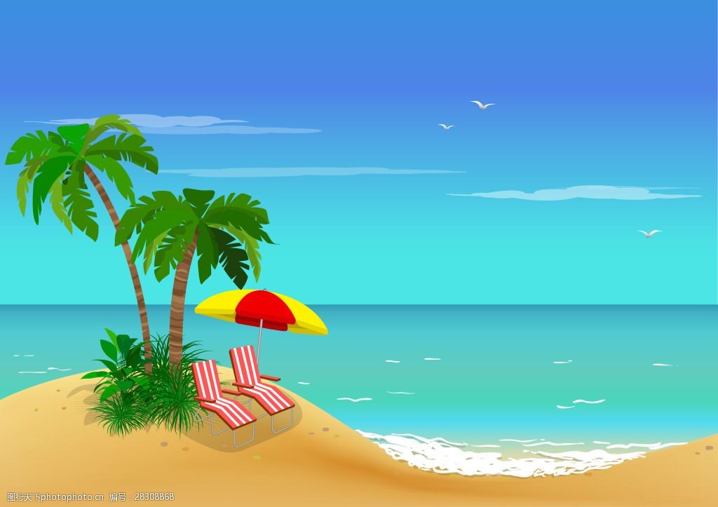 关键词:夏天美丽度假的小岛插画 风景 大海 沙滩 夏天 美丽 度假 小岛