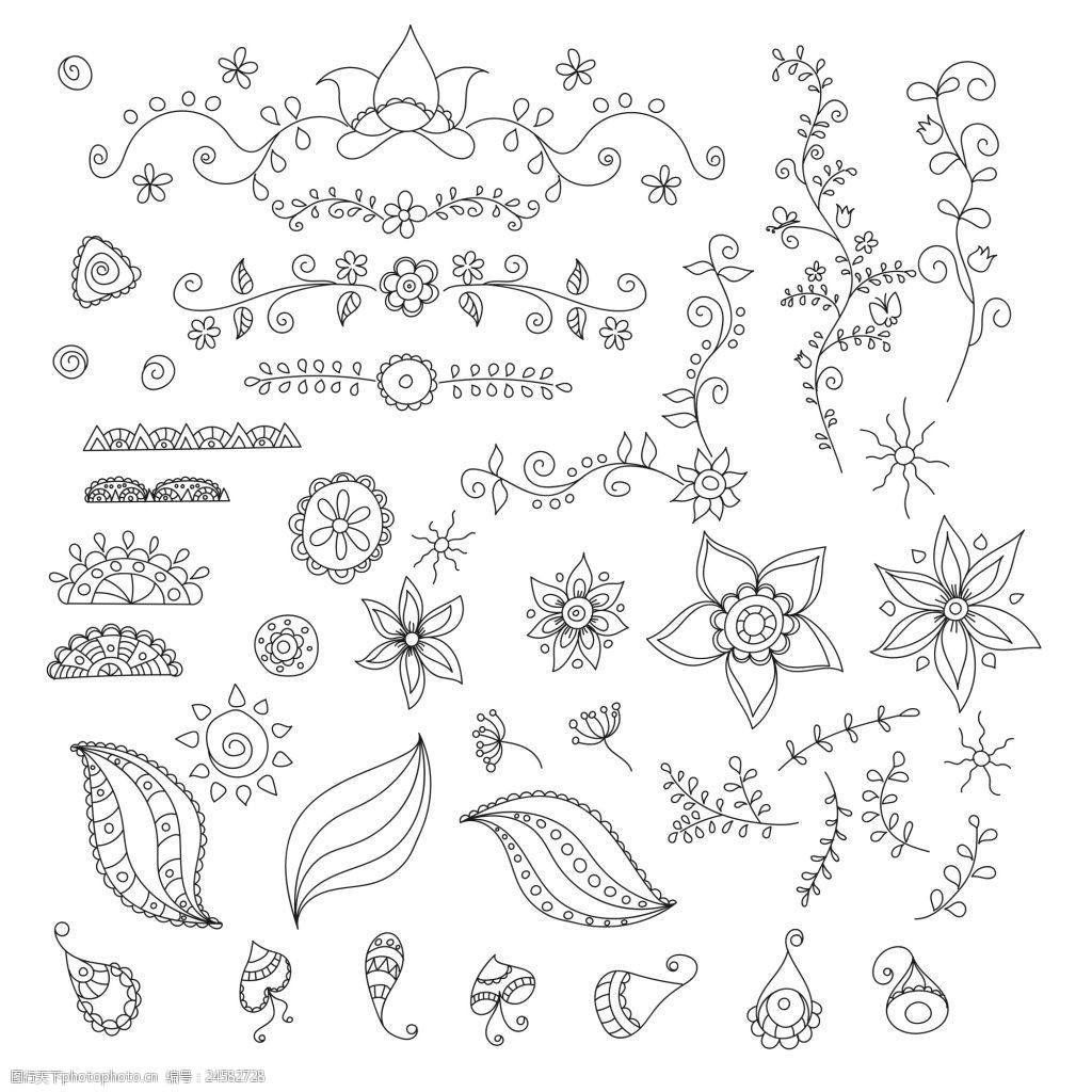关键词:手绘花朵矢量插画设计装饰素材 蝴蝶 花朵 装饰 纹理 花纹