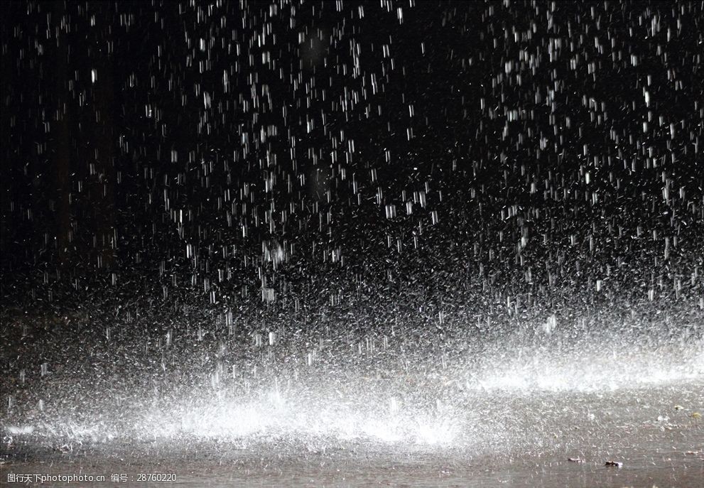 下雨水花飞溅的地面