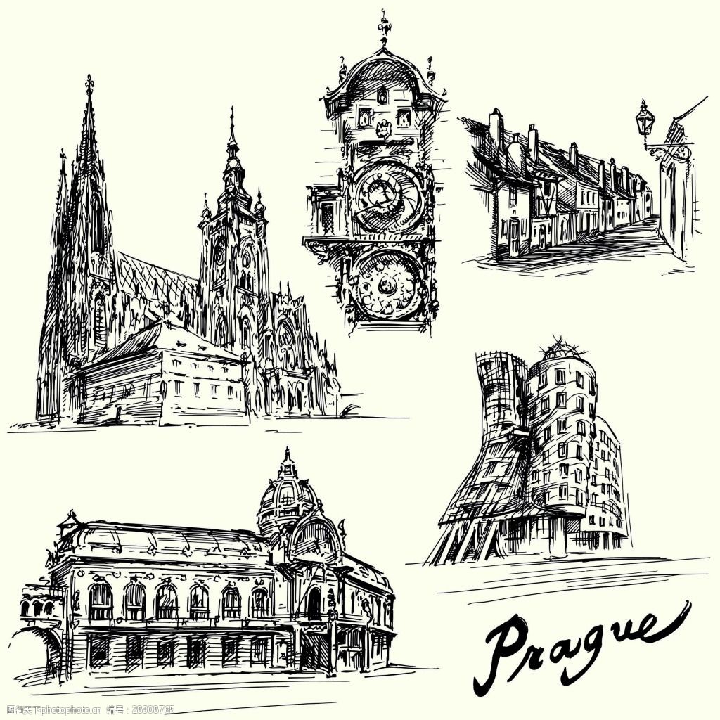 关键词:钢笔手绘建筑插画 黑白 手绘 铅笔 建筑 插画 复古 欧洲 城堡