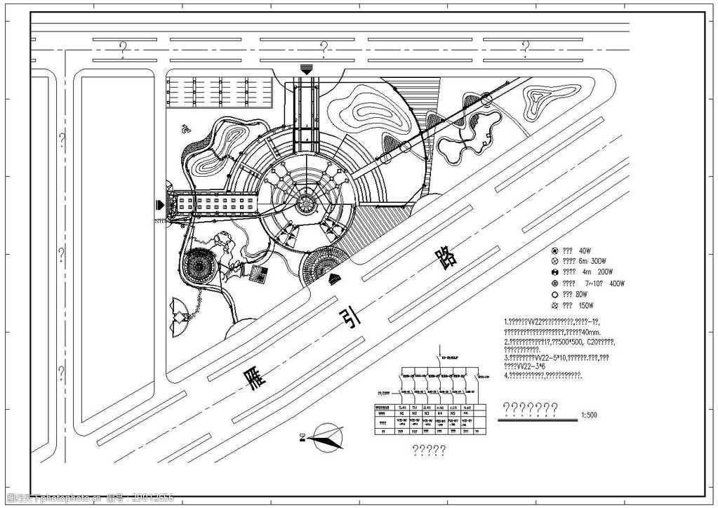 cad深圳兰溪谷公园景观灯光平面布置图