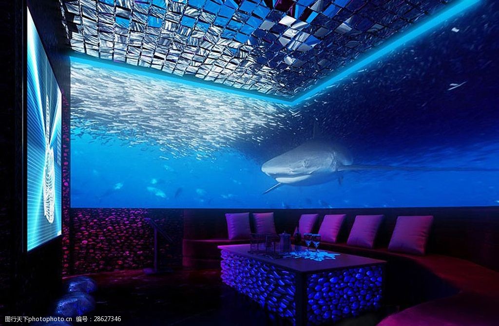 海洋世界餐饮商业空间tkv包厢效果图设计图片