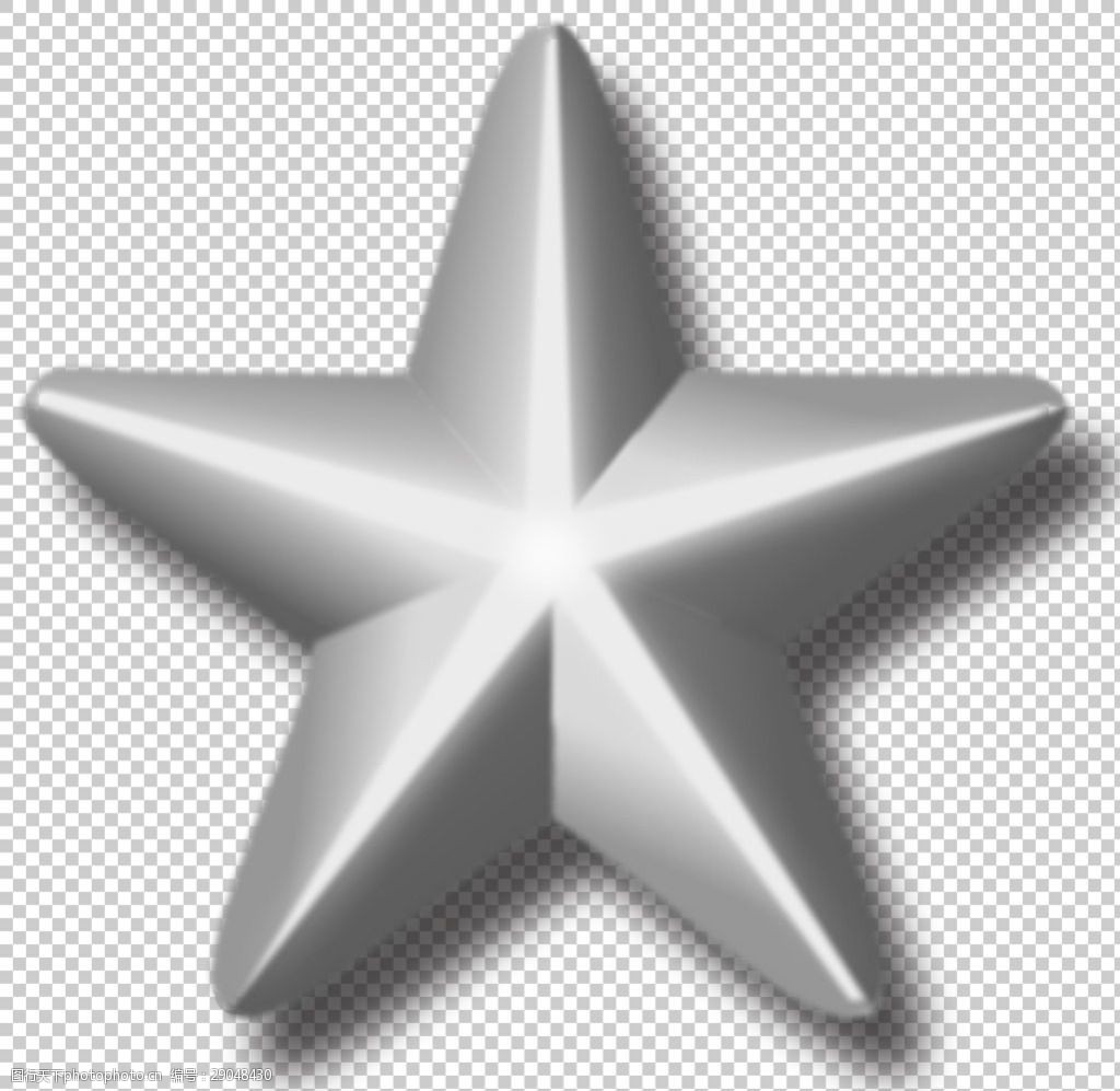 银色五角星免抠png透明图层素材