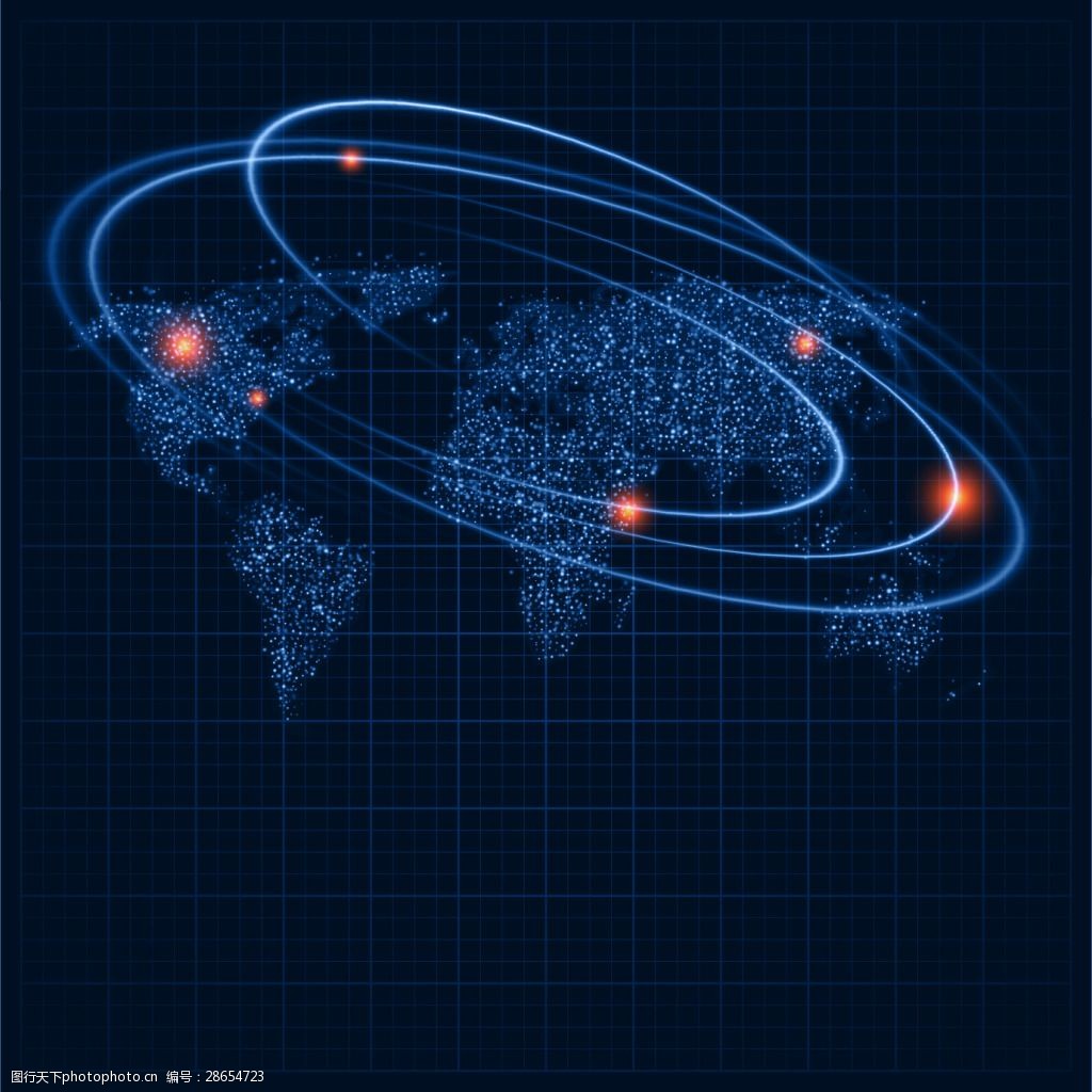 关键词:蓝色宇宙背景 方格 世界地图 宇宙 行星 轨道 轨迹 背景 曲线